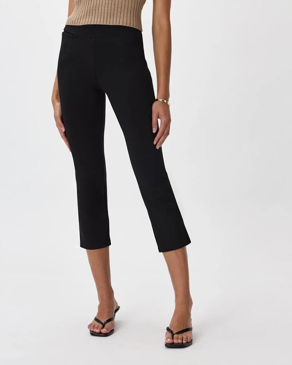 Quince L Black Ultra-Stretch Ponte Kick Flare Pants Cropped Workwear $78 Preppy